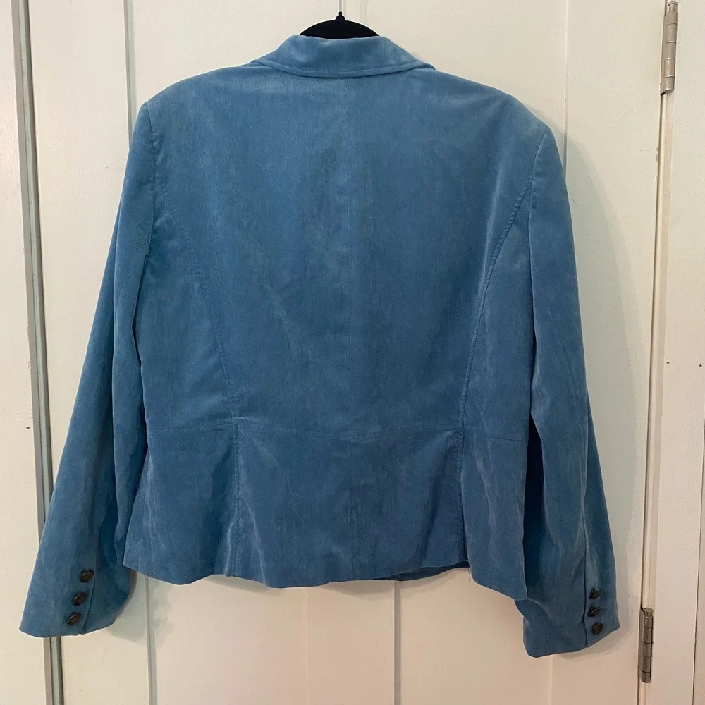 Dressbarn XL Light Blue Corduroy Blazer Jacket‎ 3-Button Lined Stretch Pastel